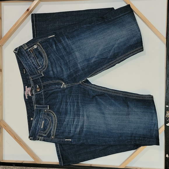 ReRock for Express Skinny Dark Wash Thick Stitch Designed Pockets 12 12R Jeans